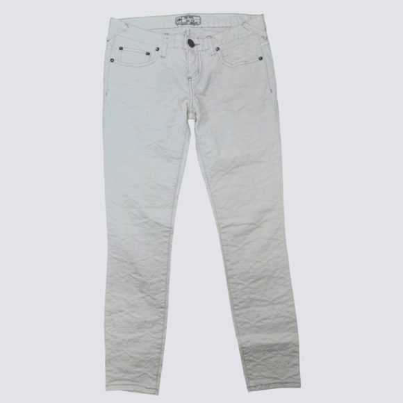 Free People Cream White Textured Jeans Size 26 - Picture 1 of 16
